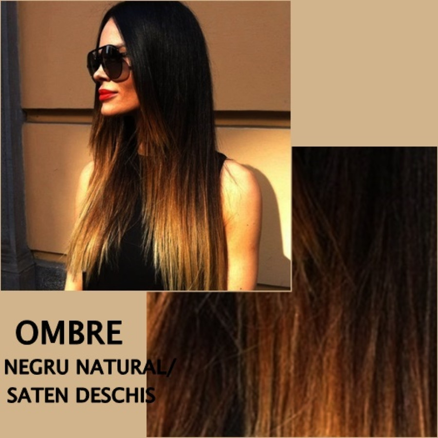 Front Lace OMBRE Negru Natural / Saten Deschis